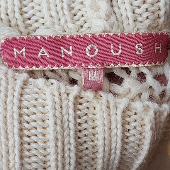 Manoush Ivory Wool Blend Turtleneck Lace Hem Sweater Dress - Picture 6 of 8